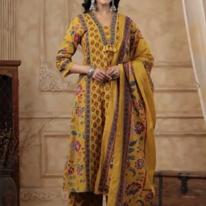 Yellow Mustard Printed Suit Set