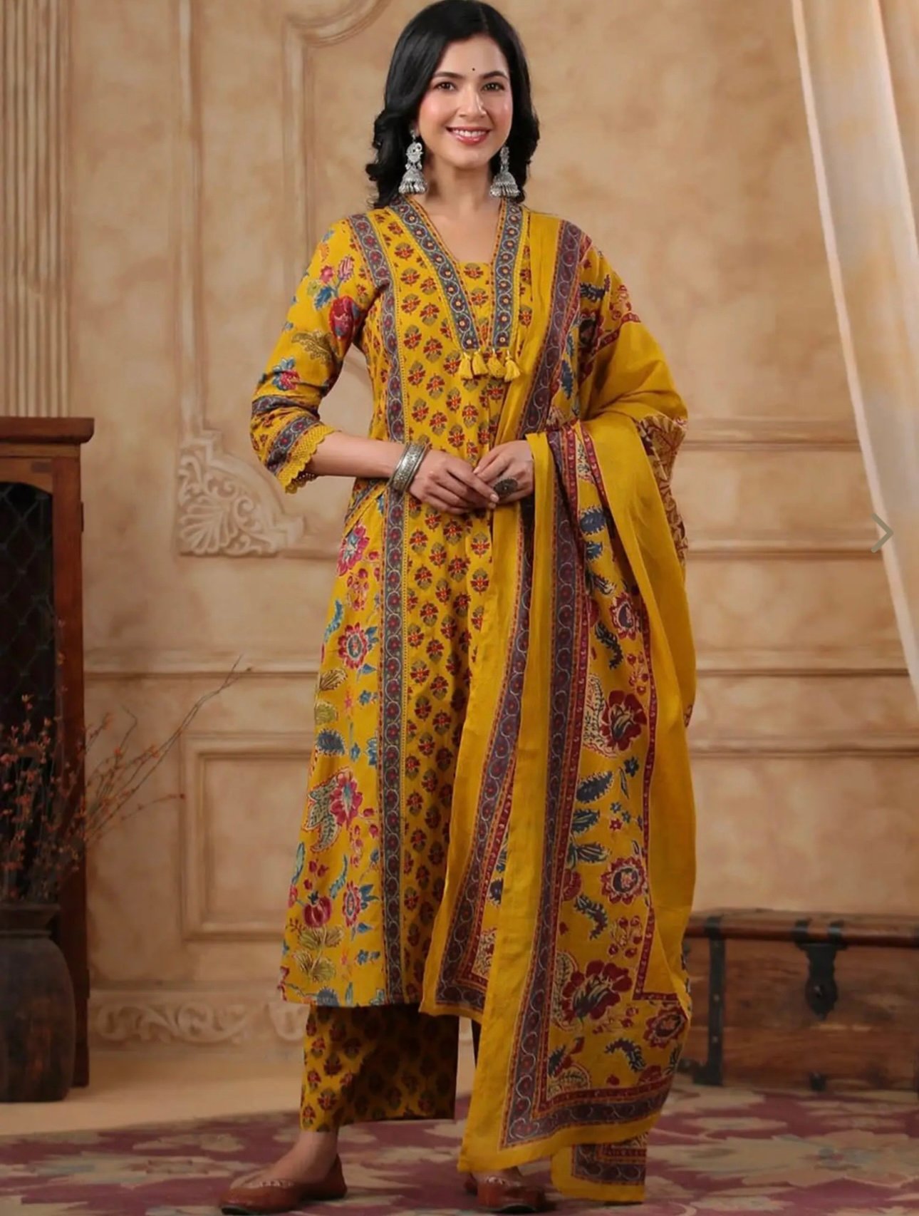 Yellow Mustard Printed Suit Set