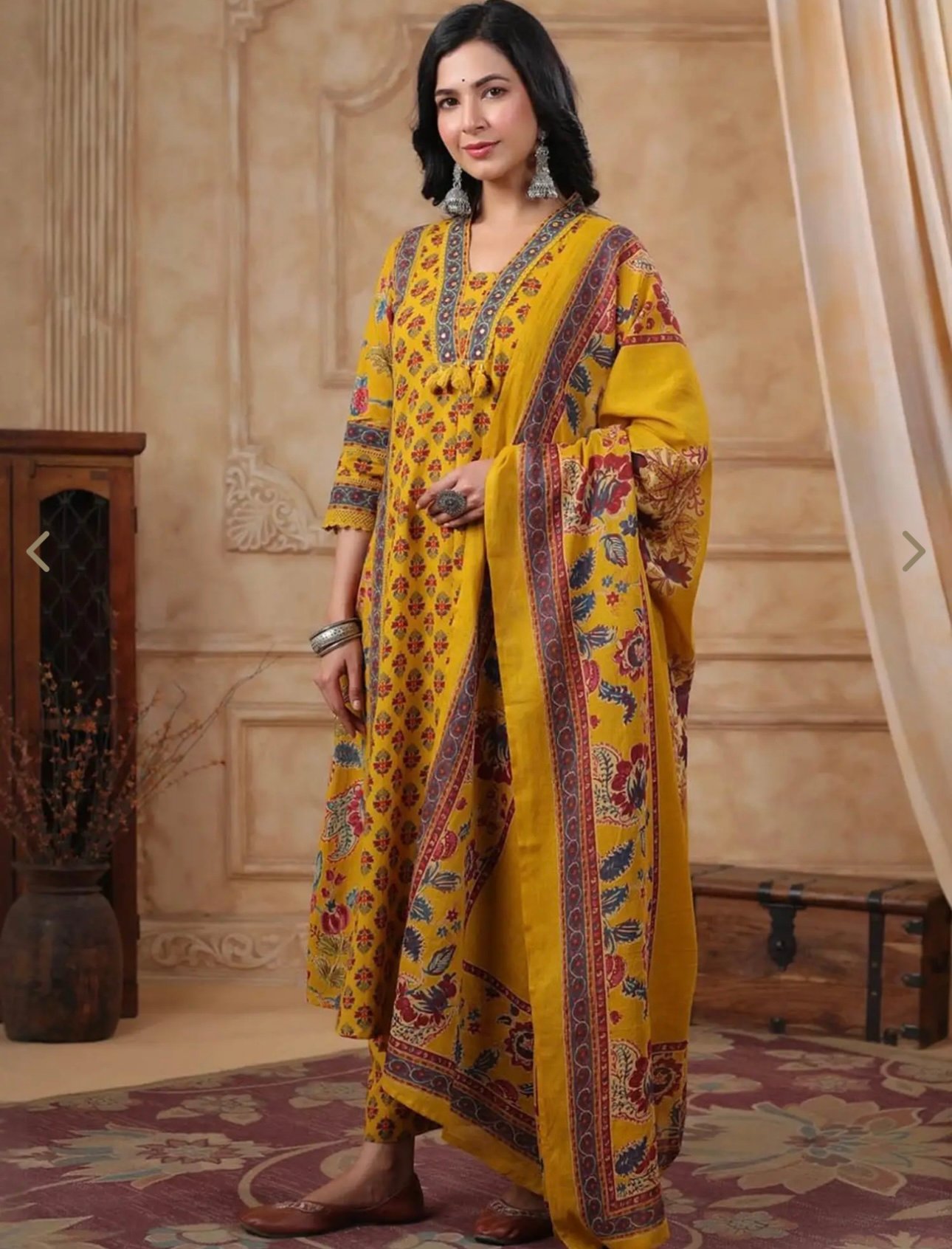 Yellow Mustard Printed Suit Set - Image 3