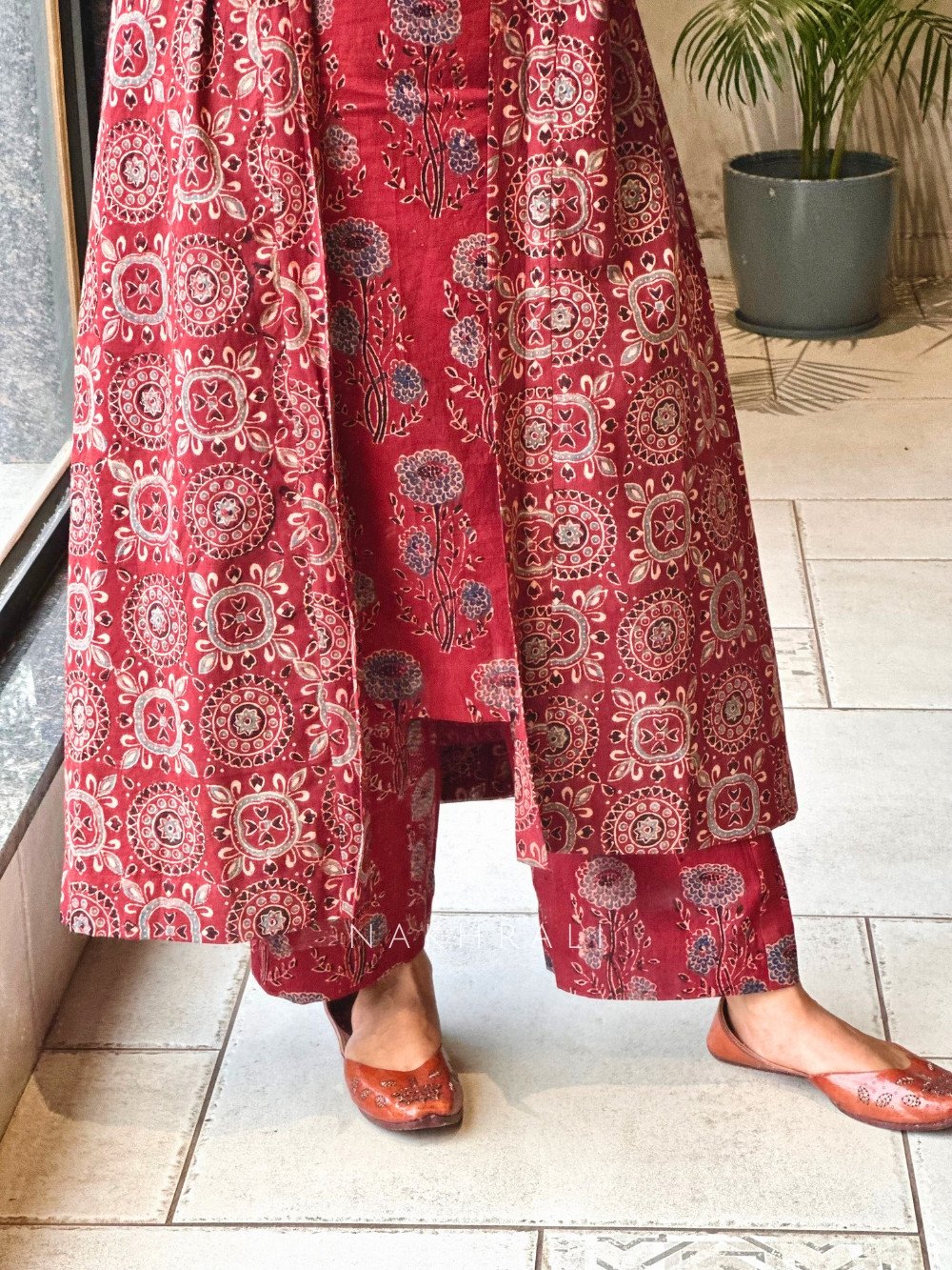 Autumn Cotton Co-ord Set with Long Koti - Image 2