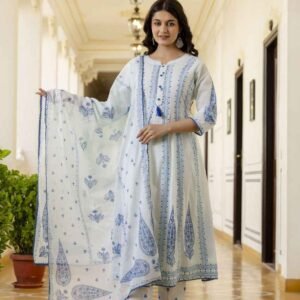 Pure Cotton Anarkali Dupatta Set