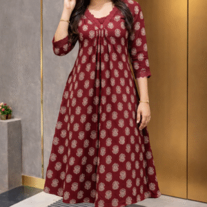 Printed Cotton Straight Suit One Pcs Set