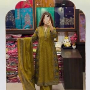 Printed Empire Pure Cotton Kurta with Trousers & With Dupatta