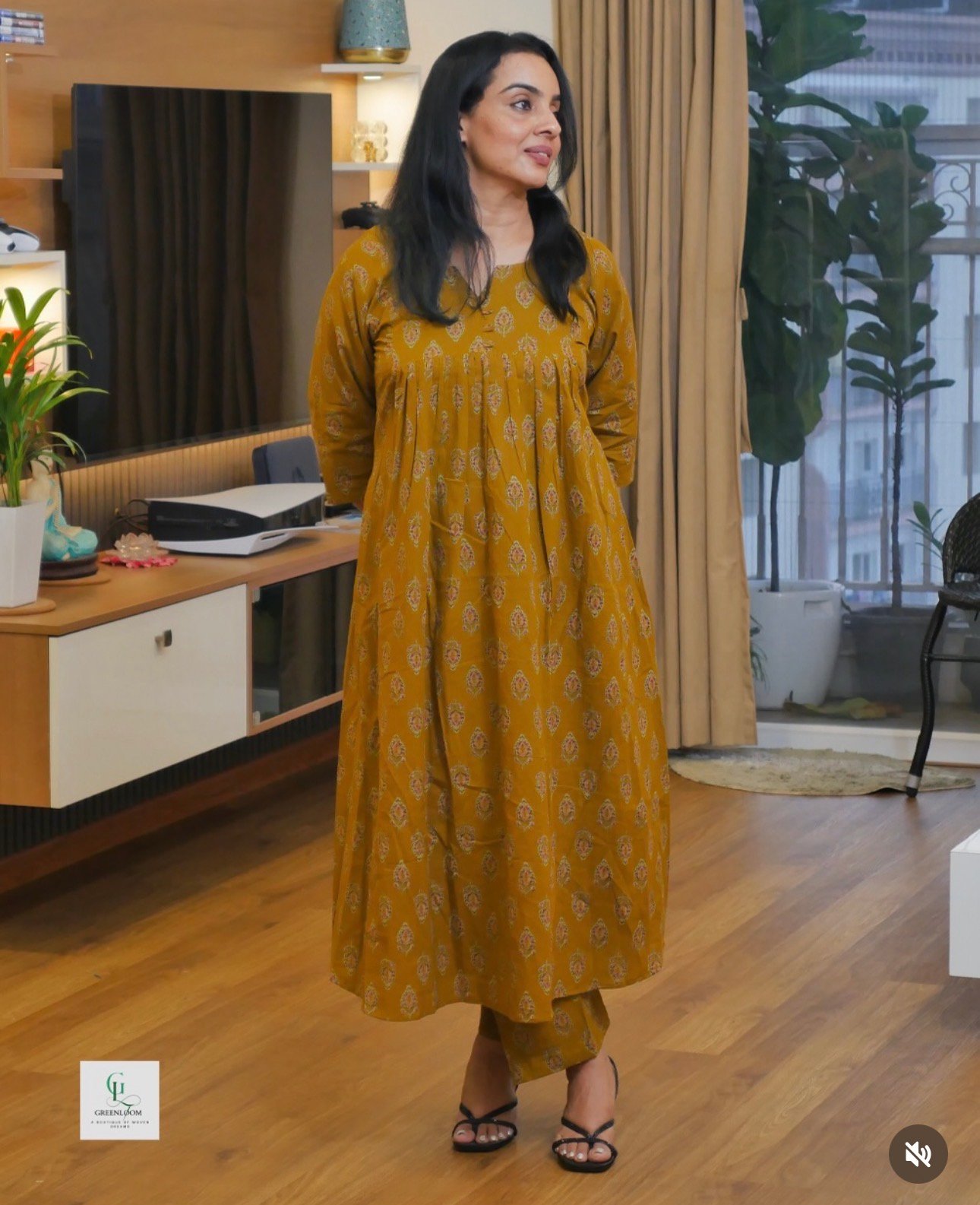 Ethnic Motif Printed Alia Cut Gotta Patti Pure Cotton Kurta set - Image 3