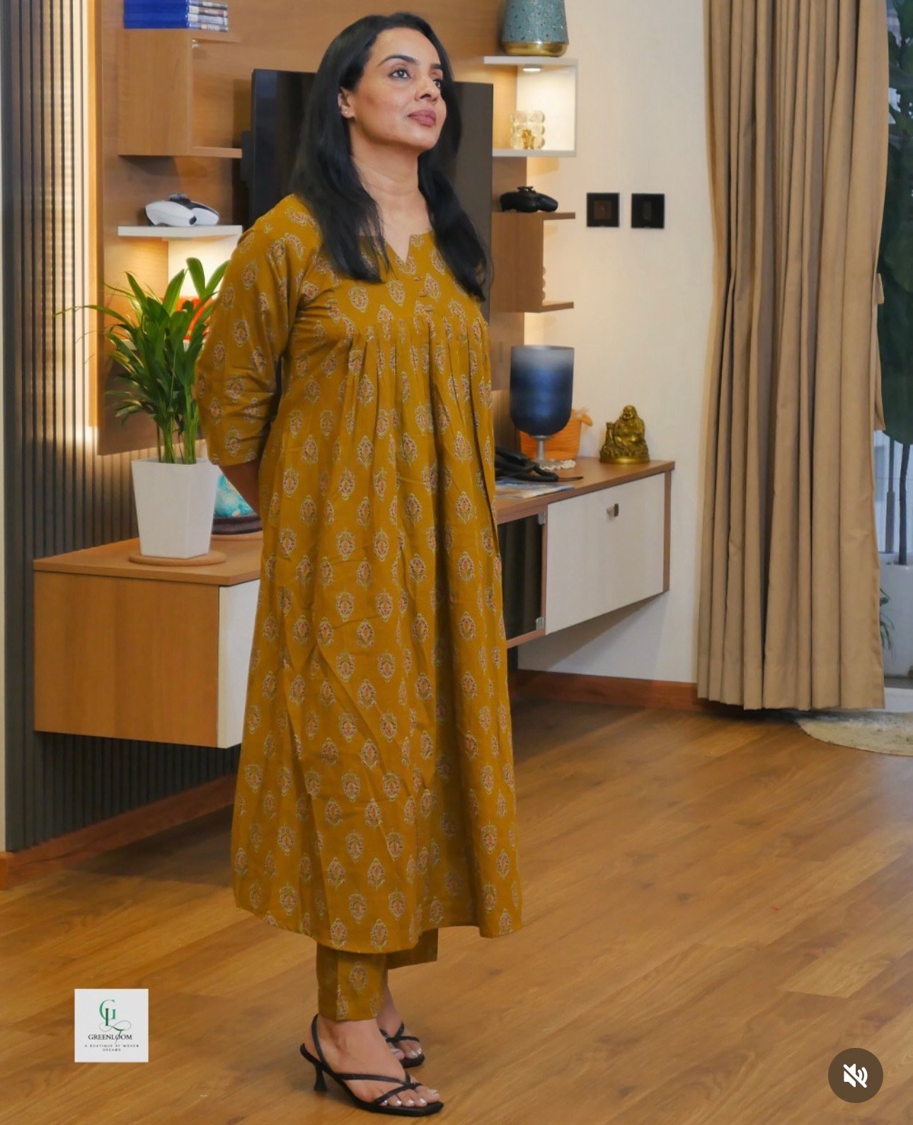 Ethnic Motif Printed Alia Cut Gotta Patti Pure Cotton Kurta set - Image 2