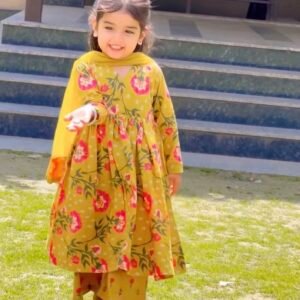 YELLOW FLORAL KURTA PANT & Duppata