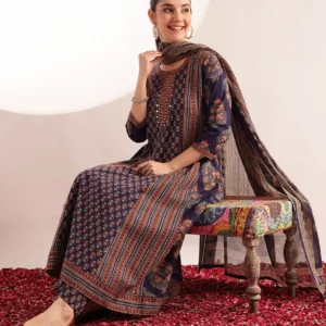 Women Ethnic Motifs Printed Regular Pure Cotton Kurta with Trousers & With Dupatta